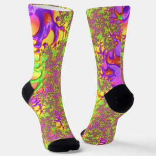 Psychedelic Colourful Acid Trip Abstract Fractal Socks