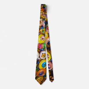 Psychedelic Colourful Buttons Neck Tie