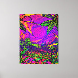 Psychedelic Colourful Cannabis Canvas Print