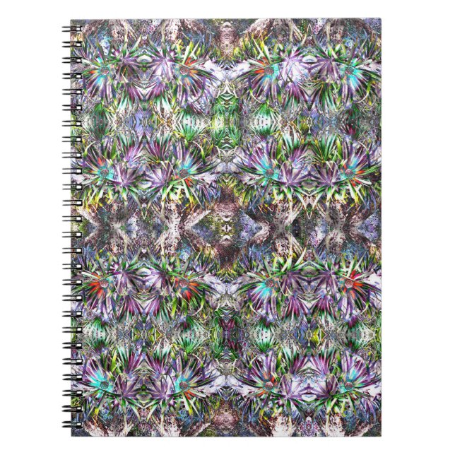 Psychedelic Colourful Flowers Pattern Notebook (Front)