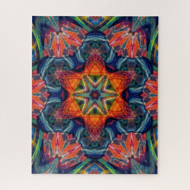 Psychedelic Colourful Kaleidoscope Pattern Jigsaw Puzzle (Vertical)