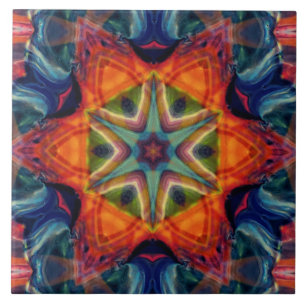 Psychedelic Colourful Kaleidoscope Pattern Tile