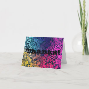 Psychedelic Colourful Loops Thank You Card