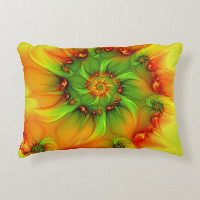 Psychedelic Colourful Modern Abstract Fractal Art Accent Pillow (Front)