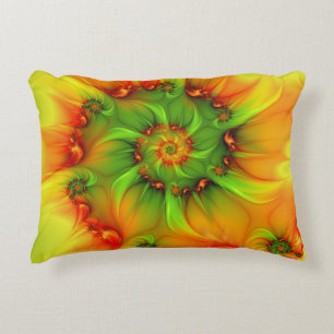 Psychedelic Colourful Modern Abstract Fractal Art Accent Pillow