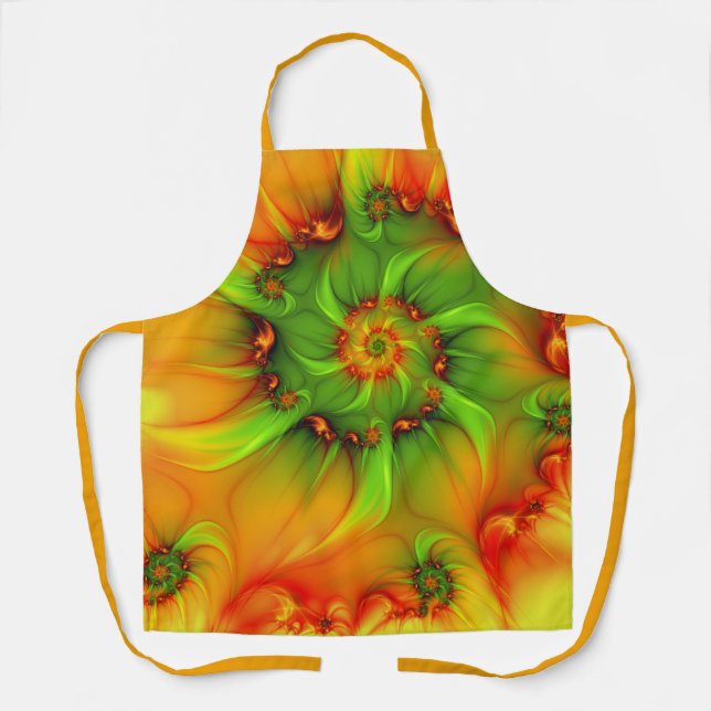 Psychedelic Colourful Modern Abstract Fractal Art Apron (Front)