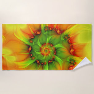 Psychedelic Colourful Modern Abstract Fractal Art Beach Towel
