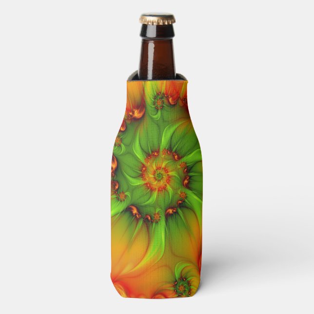 Psychedelic Colourful Modern Abstract Fractal Art Bottle Cooler (Bottle Front)