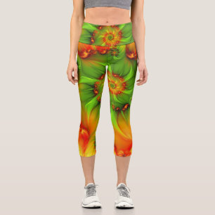 Psychedelic Colourful Modern Abstract Fractal Art Capri Leggings