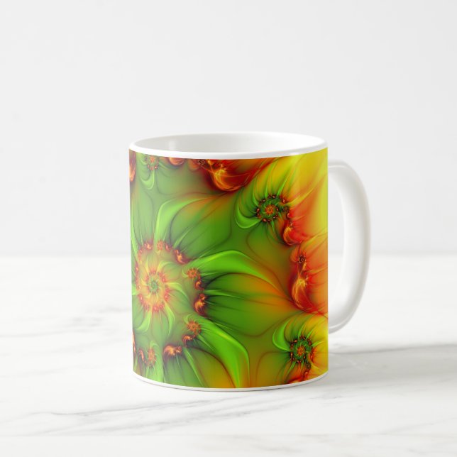 Psychedelic Colourful Modern Abstract Fractal Art Coffee Mug (Front Right)