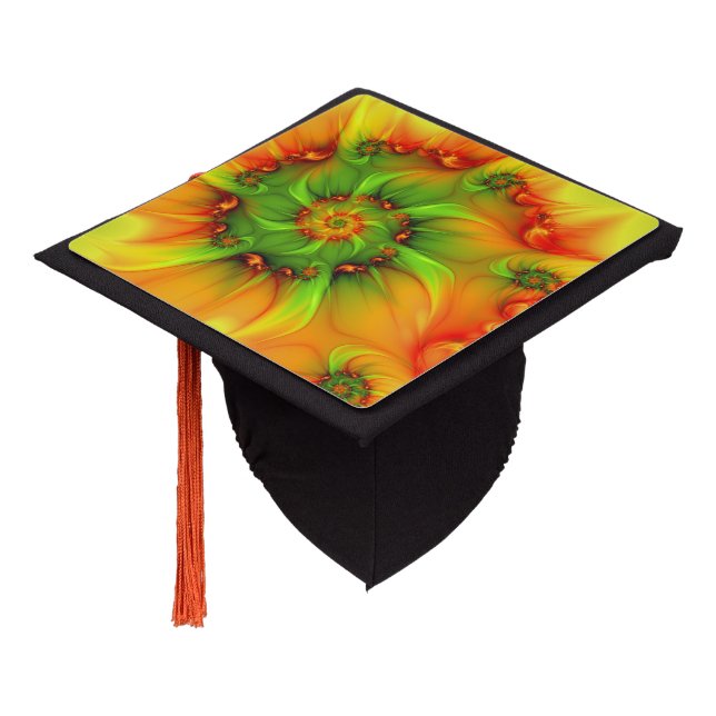 Psychedelic Colourful Modern Abstract Fractal Art Graduation Cap Topper (Angled)