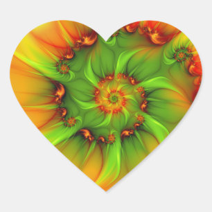 Psychedelic Colourful Modern Abstract Fractal Art Heart Sticker