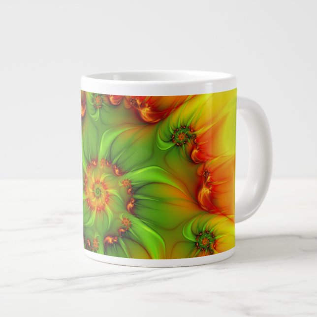 Psychedelic Colourful Modern Abstract Fractal Art Large Coffee Mug (Front Right)