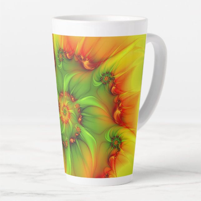 Psychedelic Colourful Modern Abstract Fractal Art Latte Mug (Right Angle)