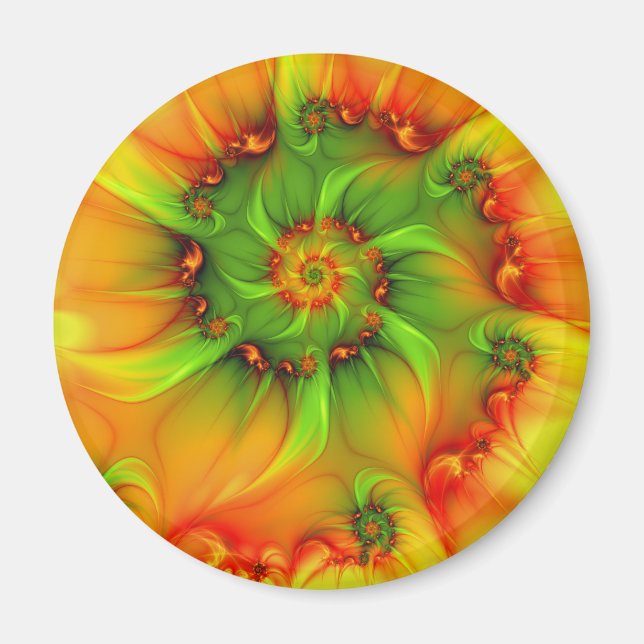 Psychedelic Colourful Modern Abstract Fractal Art Magnet (Front)