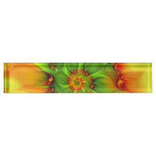 Psychedelic Colourful Modern Abstract Fractal Art Nameplate