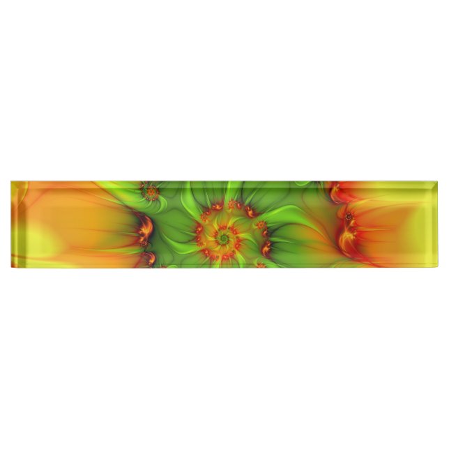 Psychedelic Colourful Modern Abstract Fractal Art Nameplate (Front)
