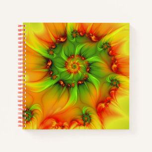 Psychedelic Colourful Modern Abstract Fractal Art Notebook