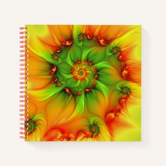 Psychedelic Colourful Modern Abstract Fractal Art Notebook (Front)