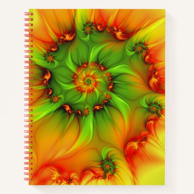 Psychedelic Colourful Modern Abstract Fractal Art Notebook (Front)