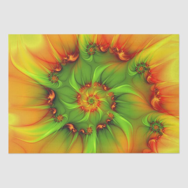 Psychedelic Colourful Modern Abstract Fractal Art Tissue Paper (Front)