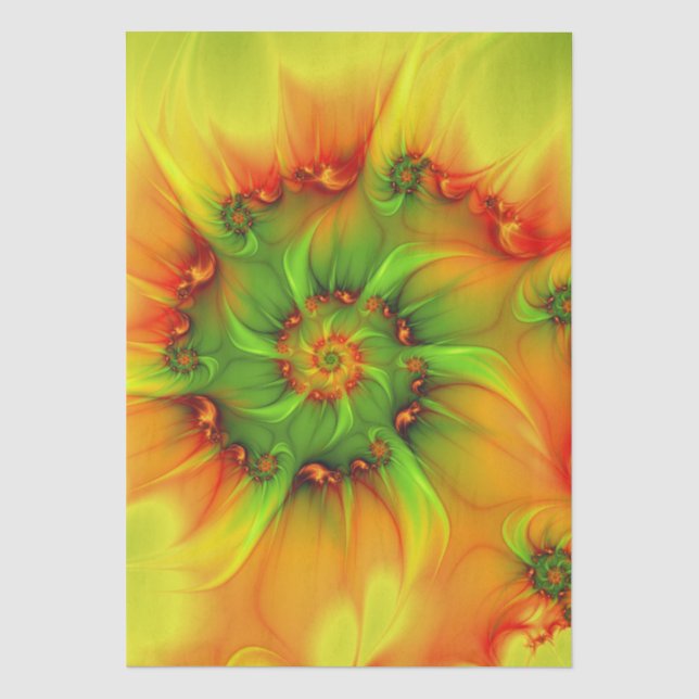 Psychedelic Colourful Modern Abstract Fractal Art Tissue Paper (Front)