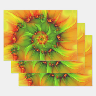 Psychedelic Colourful Modern Abstract Fractal Art Wrapping Paper Sheet