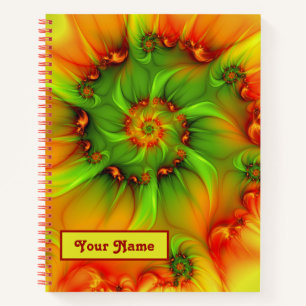 Psychedelic Colourful Modern Abstract Fractal Name Notebook