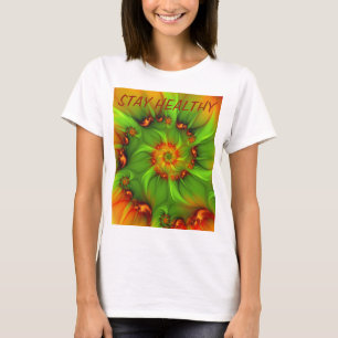 Psychedelic Colourful Modern Abstract Fractal Text T-Shirt