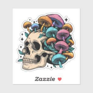 Psychedelic Colourful Mushroom Skull Cottagecore 