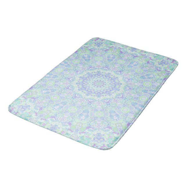 Psychedelic Colourful Pastel Ornate Hippie Mandala Bath Mat (Angled)