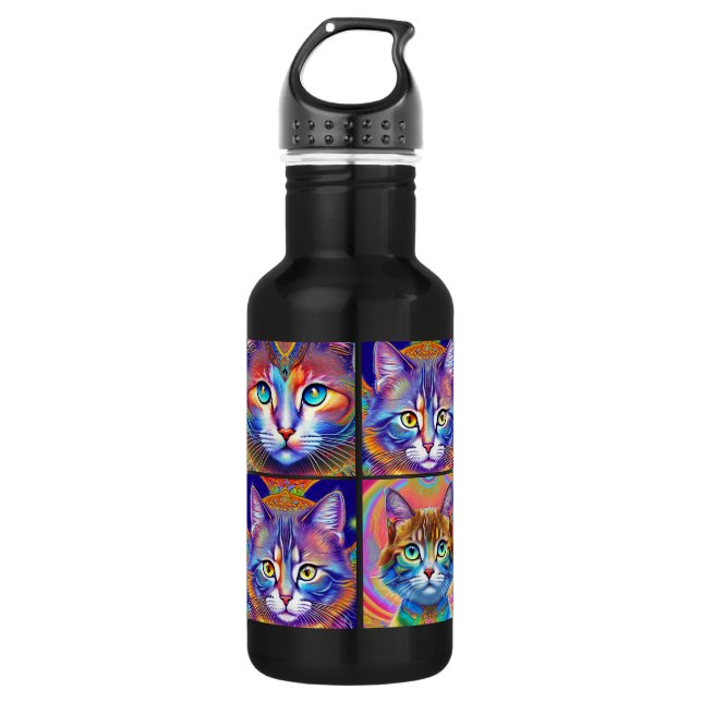 Psychedelic Colourful Royal Cats 532 Ml Water Bottle (Front)