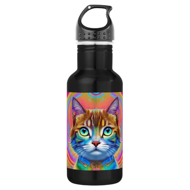 Psychedelic Colourful Royal Cats 532 Ml Water Bottle (Front)