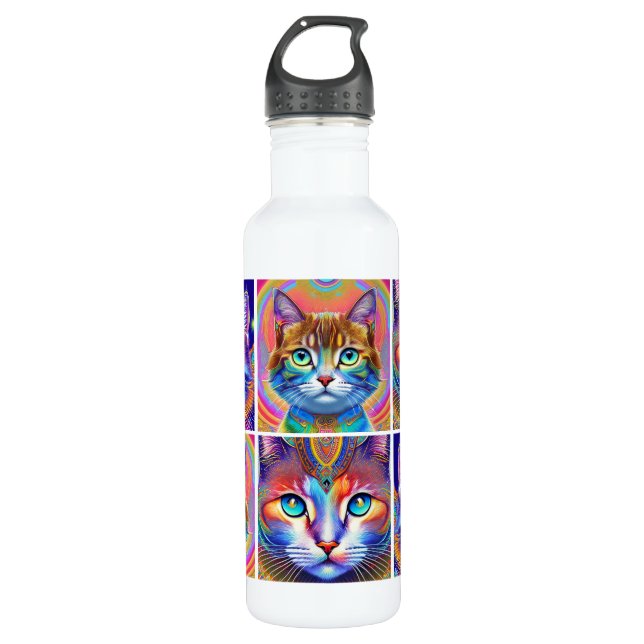 Psychedelic Colourful Royal Cats 710 Ml Water Bottle (Front)