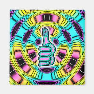 Psychedelic colourful thumbs up v1 magnet