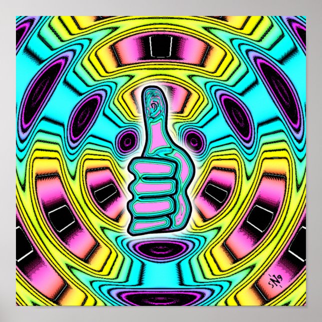 Psychedelic colourful thumbs up v1 poster (Front)