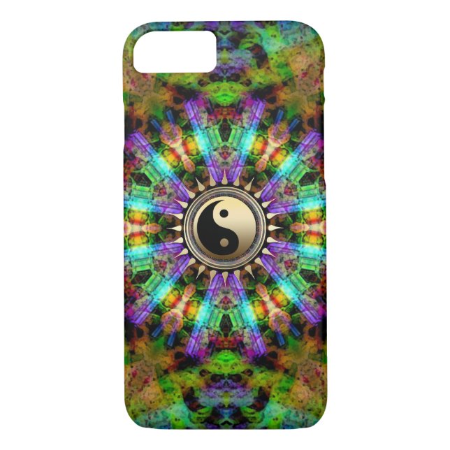 Psychedelic Colours Gold YinYang iPhone 7 Case (Back)