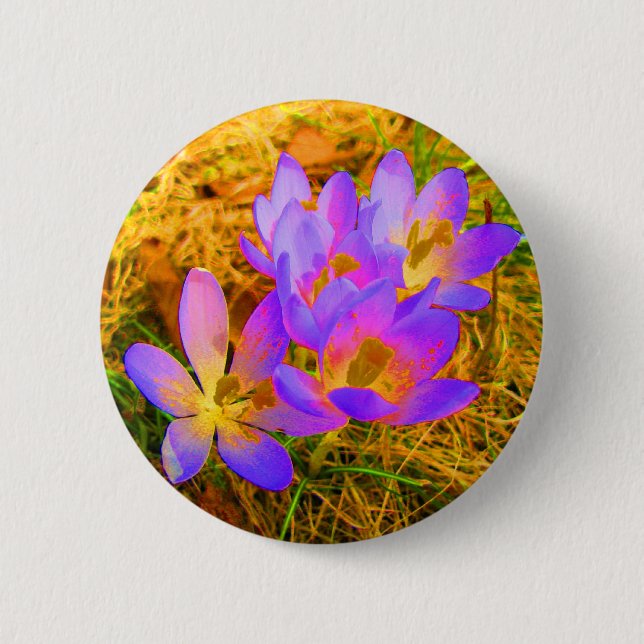 Psychedelic Crocus 2 Inch Round Button (Front)