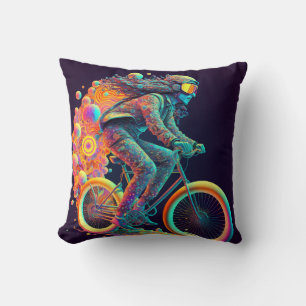 Psychedelic Cyclist  , cycling.   Throw Pillow