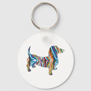 Psychedelic Dachshund Keychain