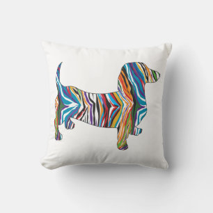 Psychedelic Dachshund Throw Pillow