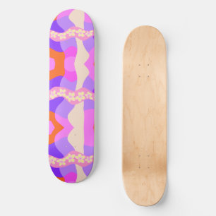 Psychedelic Daisy Chain Patchwork - Pink Purple 2 Skateboard