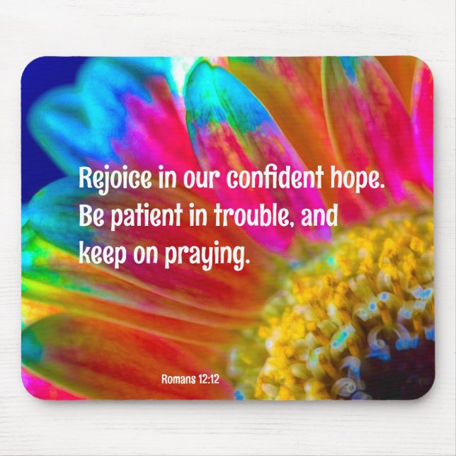 Psychedelic Daisy Romans 12:12 Mousepad (Front)