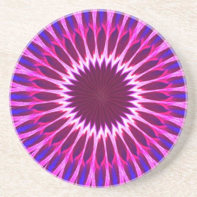 Psychedelic design on a sand stone coaster (Front)