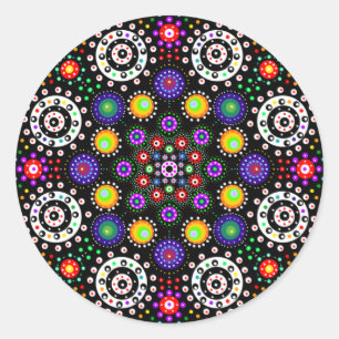 Psychedelic Dot Mandala Classic Round Sticker