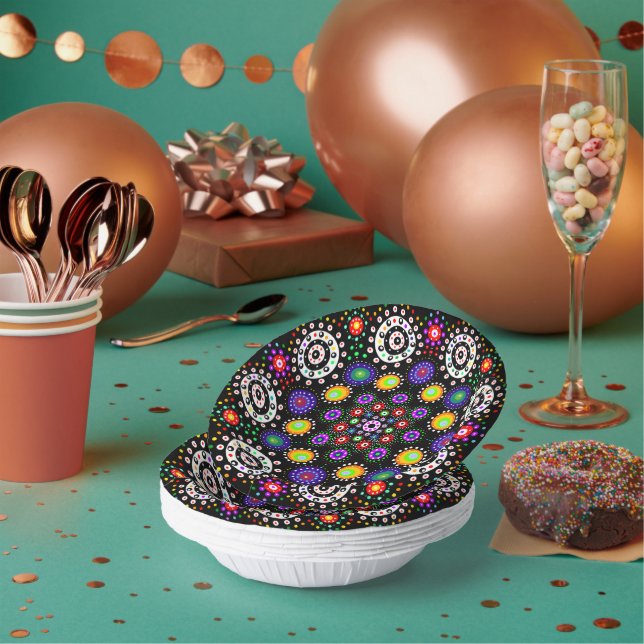 Psychedelic Dot Mandala     Paper Plate (Multi)