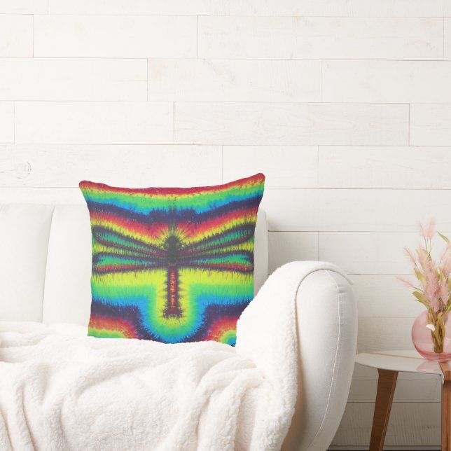 Psychedelic Dragonfly Throw Pillow (Couch)