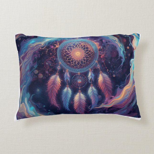 psychedelic dreamcatcher design  accent pillow (Front)