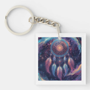 psychedelic dreamcatcher design keychain