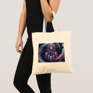 psychedelic dreamcatcher tote bag